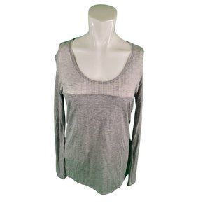 Bella Luxx L/S Geometric Top Long Sleeve Tee Tissue T' Gray Sz Sm NEW